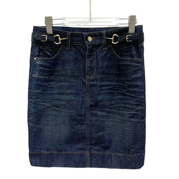 Gucci Dresses & Skirts - JW0495 Gucci dark blue cotton horsebit denim skirt 38 S size